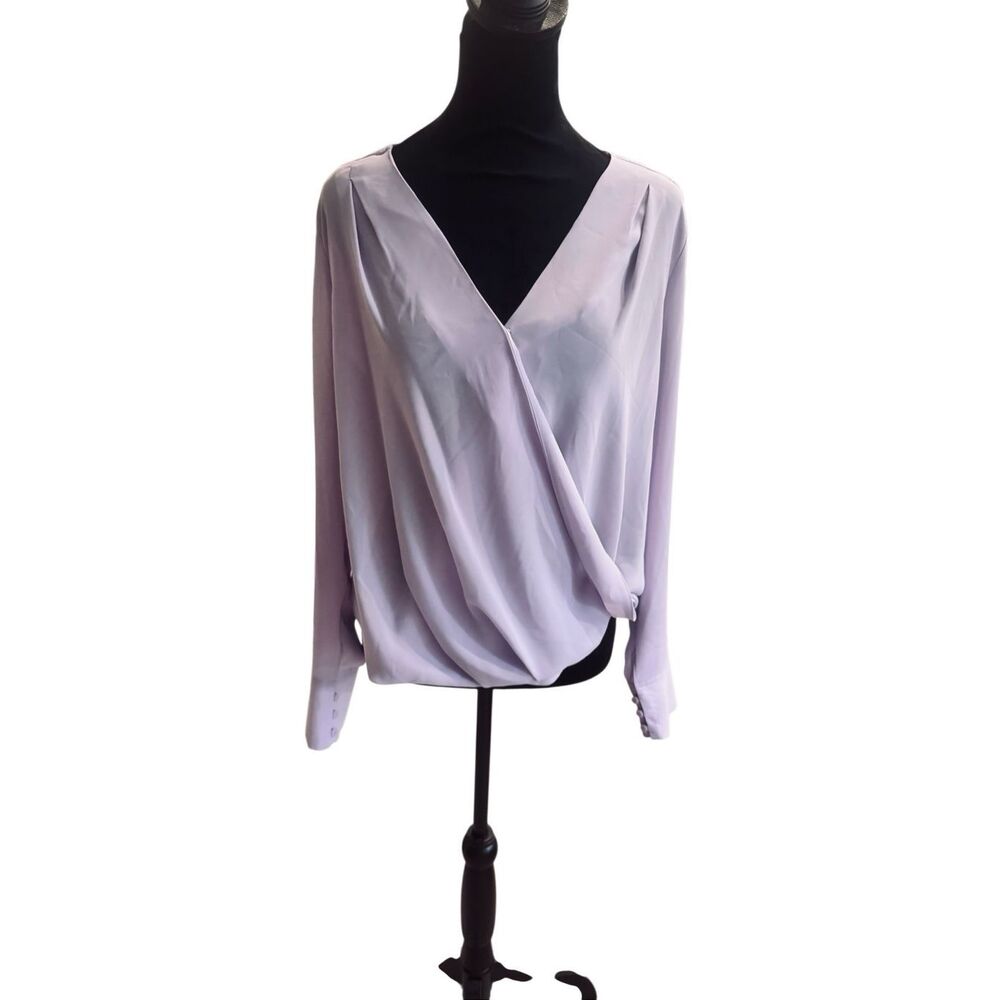 Halogen Lilac Wrap Blouse Size Small Long Sleeve V Neck Lightweight